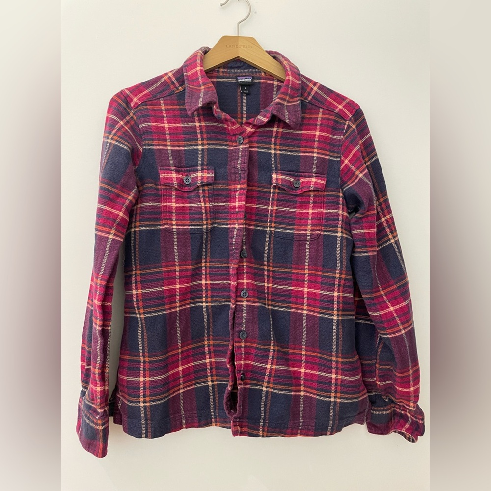 Patagonia Organic Cotton Red and Blue Plaid Shirt